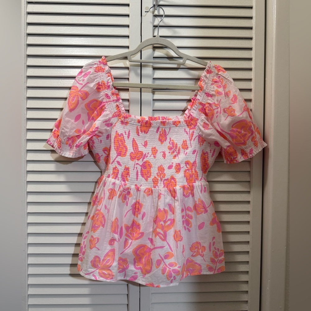 Vineyard Vines Pink and Orange Floral Blouse - Picture 4 of 9